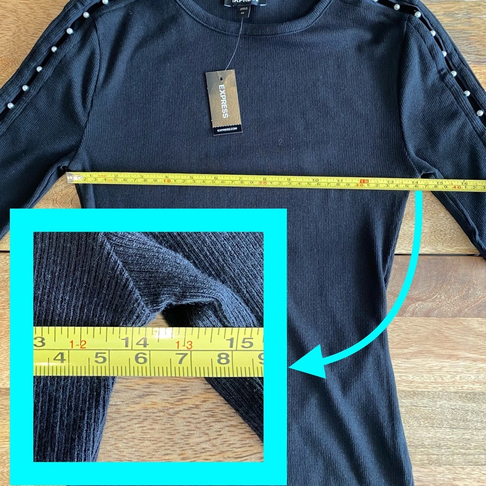 Express Ribbed Pearl Inset Tee NWT - Picture 11 of 16